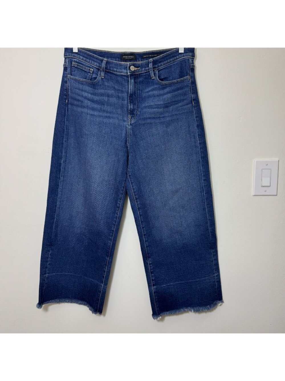 Banana Republic Wide Leg Crop Jeans Women’s Size 32 Frayed Hem Stretch High Rise